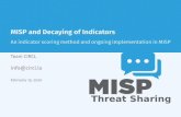 MISP and Decaying of Indicators - misp-project.org · Indicators - Problem Statement Various users and organisations can share data via MISP, multiple parties can be involved ITrust,