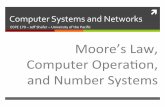 Moore’s!Law,! Computer!Operaon,! and!Number!Systems! · 2018-06-27 · ComputerSystems)and)Networks) ECPE!170!–Jeﬀ!Shafer!–University!of!the!Paciﬁc! Moore’s!Law,! Computer!Operaon,!
