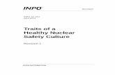 Traits of a Healthy Safety Culture - cncan.ro...Traits of a Healthy Nuclear Safety Culture builds on the knowledge and experience gained since the publication of Principles of a Strong