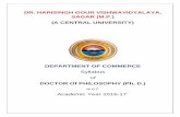 DR. HARISINGH GOUR VISHWAVIDYALAYA, SAGAR (M.P.) (A ...dhsgsu.ac.in/download/syllabus/ApprovedPhDSyllabus2017.pdfdr. harisingh gour vishwavidyalaya, sagar (m.p.) (a central university)