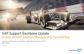Support Backbone Update Overview Presentation...•SAP Solution Manager: Upgrade to SAP Solution Manager 7.2 SPS07 or SPS08* (preferred) If these activities are not performed, SAP