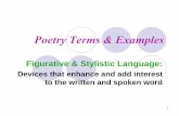 Poetry Terms & Examples - Weeblywillisclass.weebly.com/uploads/1/3/9/6/13962654/figurativelanguage_2.pdf · Poetry Terms & Examples Figurative & Stylistic Language: ... Examples of