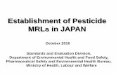 Establishment of Pesticide MRLs in JAPAN · Confirm that TMDI (theoretical maximum daily intake) does not exceed 80% of the ADI (Acceptable Daily Intake. Confirm that chemical intake