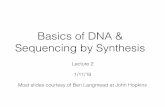Basics of DNA & Sequencing by Synthesisdata-science-sequencing.github.io/Win2018/assets/lecture2/lecture2_2018.pdfSequencing by synthesis 4. Inject mixture of ﬂuorescence-tagged