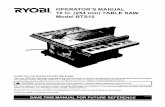 RYOBI - Sears Parts DirectRYOBI OPERATOR'S MANUAL 10 in. (254 mm) TABLE SAW Model BTS10 THANK YOU FOR BUYING A RYOBI TABLE SAW. YournewTableSaw has been engineeredand manufacturedto