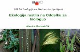 Ekologija rastlin na Oddelku za biologijo · Invazivne tujerodne vrste Od česa je odvisno pojavljanje vrste Elodea canadensis v slovenskih vodotokih? Katere invazivne tujerodne vrste