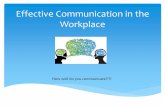 Effective Communication in the Workplace...Non-verbal Communication Must be clear and concise to be effective Pay attention to spelling, grammar, punctuation Written Communication