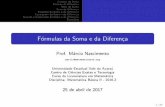 Fórmulas da Soma e da Diferença - MatemáticaUVA · 2017-04-26 · Cotangente da Soma e da Diferen˘ca Secante e Cossecante da Soma e da Diferen˘ca Exerc cios F ormulas da Soma