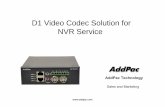 D1 Video Codec Solution for NVR.ppt [호환 모드] • One(1)-Channel D1 Video Encoder (NTSC, PAL) or Decoder • H.264 Video Codec • RTP/RTCP, UDP Protocol Support • RTSP, TCP/UDP
