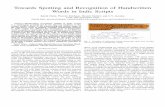 Towards Spotting and Recognition of Handwritten cvit.iiit.ac.in/.../spotting-recognition- Towards Spotting