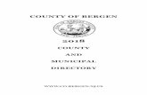 COUNTY AND MUNICIPAL DIRECTORY - Bergen County, New 10 BERGEN COUNTY HISTORY First designated as a judicial district in 1675, Bergen County was established (alongside Essex, Middlesex,