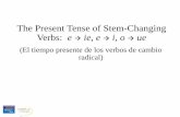 The Present Tense of Stem-Changing Verbs: e ie e i o ue · ie, e i, o ue (El tiempo presente de los verbos de cambio radical) There is a fairly large group of verbs in Spanish that