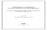 Humanitarian Coordination: Lessons from Recent Field ... · Resident/Humanitarian Coordinator or so-called ‘combined model’, the model where the Humanitarian Coordinator is separate