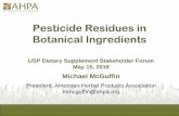 Pesticide Residues in Botanical Ingredients...May 15, 2019  · 21 CFR 111: Current Good Manufacturing Practice in Manufacturing, Packaging, Labeling or Holding Operations for Dietary