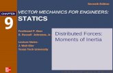 CHAPTER VECTOR MECHANICS FOR ENGINEERS: 9 STATICS · Seventh Vector Mechanics for Engineers: Dynamics Edition 9 - 3 Introduction • Previously considered distributed forces which