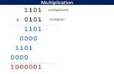 Multiplication 1101 multiplicandmoshovos/ECE352-2016/multiply.pdfMultiplication 1101 . 1101 . 11010 . 110100 . 1101000 . 1000001 . multiplicand . 0 1 0 1 multiplier . Shift by 0 .