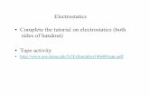 Electrostatics Complete the tutorial on electrostatics ...mmccolgan/GP140S12/Lectures/Phys140_Ch26_D1.pdf · • Complete the tutorial on electrostatics (both sides of handout) ...