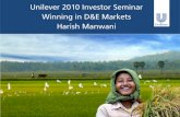 Unilever 2010 Investor Seminar Winning in D&E Markets ... · Unilever 2010 Investor Seminar Winning in D&E Markets Harish Manwani. Agenda D&E Opportunity & Trends ... Pakistan Egypt
