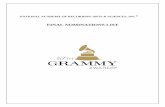 FINAL NOMINATIONS LIST - Baker & TaylorFinal Nominations List 57th Annual GRAMMY® Awards For recordings released during the Eligibility Year October 1, 2013 through September 30,
