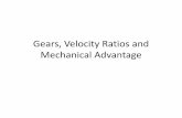 Gears, Velocity Ratios and Mechanical Advantage · 2015-10-02 · a number of ways. •1 to 3 ... • The teeth on bevel gears can be straight or spiral. Straight and Spiral Bevel