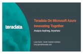Teradata On Microsoft Azure Innovating Together · Teradata Vantage Teradata Viewpoint (Multiple Systems) Teradata Server Management Teradata Data Stream Controller Teradata Query