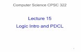 Lecture 15 Logic Intro and PDCL - cs.ubc.caconati/322/322-2017W1/slides... · Technique. Variable. Elimination. First Part of the Course. 4. Where Are We? Environment Problem Type.