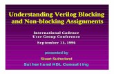 Understanding Verilog Blocking and Nonblocking Assignments 6 Sutherland H D L Blocking Procedural Assignments Blocking Procedural Assignments The = token represents a blocking procedural