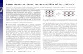 Large negative linear compressibility of Ag3[Co(CN)6negative linear compression negative thermal expansion high-pressure framework materials ﬂexibility N egative linear compressibility
