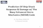 Prediction Of Ship Shock Response & Damage w/ …...Prediction Of Ship Shock Response & Damage w/ The Navy Enhanced Sierra Mechanics (NESM) Code Dr. Tom Moyer, NSWC/CD Sr. Research