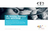 A little letter on giving - Diocese of Sheffield · 2 A little Letter on Giving The Diocese of Shefﬁeld Contents 03 A little letter on giving 04 God’s gift to us 05 The gift of