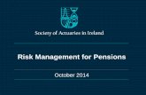 Risk Management for Pensions · “Where commercially viable, we would expect financial risks to be hedged through appropriate instruments or insurance”. “Risks will be monitored