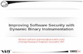 Improving Software Security with Dynamic Binary ... Software... · Dynamic Binary Instrumentation Dynamic Binary Instrumentation (DBI) is a process control and analysis technique