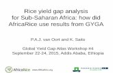 Rice yield gap analysis for Sub-Saharan Africa: how did AfricaRice use results from GYGA GYGA Workshop 11 - SSA... · 2015-09-28 · Rice yield gap analysis for Sub-Saharan Africa: