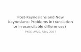 Post-Keynesians and New Keynesians: Problems in ... · •In classical search theory, the absence of prices to determine the allocation of job search between unemployment and vacancies,