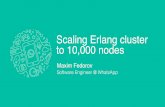 Scaling Erlang cluster to 10,000 nodes · 2019-08-14 · Scaling Erlang cluster to 10,000 nodes. WhatsApp User Base Growth From 200m to 1.5B and growing fast ! 0 200 400 600 800 1000