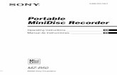 Portable MiniDisc RecorderConnect the supplied headphones/earphones with a remote control to the i jack on the recorder. On the remote control, use the >N button to start playback,