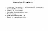 Overview Roadmappollock/672/f14/LP-week1-overview.pdf · 1 Overview Roadmap • Language Translators: Interpreters & Compilers • Context of a compiler • Phases of a compiler •