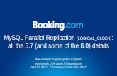 MySQL Parallel Replication (LOGICAL CLOCK) all the 5.7 (and … · 2017-05-08 · MySQL Parallel Replication (LOGICAL_CLOCK): all the 5.7 (and some of the 8.0) details Jean-François