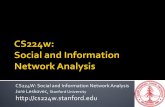 CS224W: Social and Information Network Analysis Jure ...snap.stanford.edu/class/cs224w-2011/slides/01-intro.pdf · Each such system can be represented as a network, that defines the