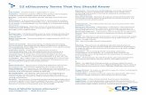 52 eDiscovery Terms That You Should Know52 eDiscovery Terms That You Should Know ... Electronic discovery: ediscovery, e-discovery. The process of identifying, preserving, collection,