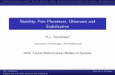 Stability, Pole Placement, Observers and Stabilizationtrentelman/psfiles/DISC2018/MMoS-lecture... · 2018-02-26 · Stability of autonomous systems The pole placement problem Stabilization