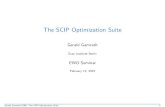 The SCIP Optimization Suiteegon.cheme.cmu.edu/ewo/docs/EWO_Seminar_02_13_2015.pdf · SCIP’sModular,Plugin-basedStructure SCIP Primal Heuristic actcons diving Event Expr. Interpr.