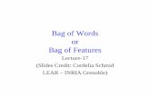 Bag of Words Bag of Features - UCF CRCV · Lecture-17 (Slides Credit: Cordelia Schmid LEAR – INRIA Grenoble) Contents • Interest Point Detector • Interest Point Descriptor ...