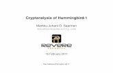 Cryptanalysis of Hummingbird-1 of...¢  Hummingbird-1 Hummingbird-1 is an encryption and message authentication
