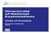 Directorate of National Examinations Handbook... · Bahrain. This Code of Practice document which was approved by the QQA Board of Directors and endorsed by the Cabinet of Ministers