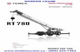 Terex Rough Terrain Crane RT780 Data Sheet · CRANE WEIGHTS RT 780 Approximate Weights NOTE: Values are subject to 2% variation * Weight includes rope STD 91,216 lb 47,047 lb 44,169