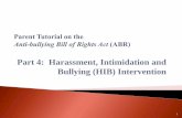 Part 4: Harassment, Intimidation and Bullying (HIB) …...students are willing to intervene with HIB, treat each other fairly and care about how all students are treated. ... Speak