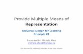 Provide Multiple Means of Representation - Humber College · Provide Multiple Means of Representation Universal Design for Learning Principle #1 Presented by: Michele Allen michele.allen@humber.ca