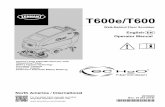 T600e/T600 English Operator Manual (N. America) · This manual is furnished with each new model. It provides necessary operation and maintenance instructions. Read this manual completely