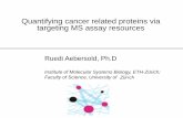 Quantifying cancer related proteins via targeting MS assay ... · Domon B and Aebersold R, (2011) Nature Biotechnol., Picotti et at Nature Methods, 2012; Picotti et al Nature 2013,